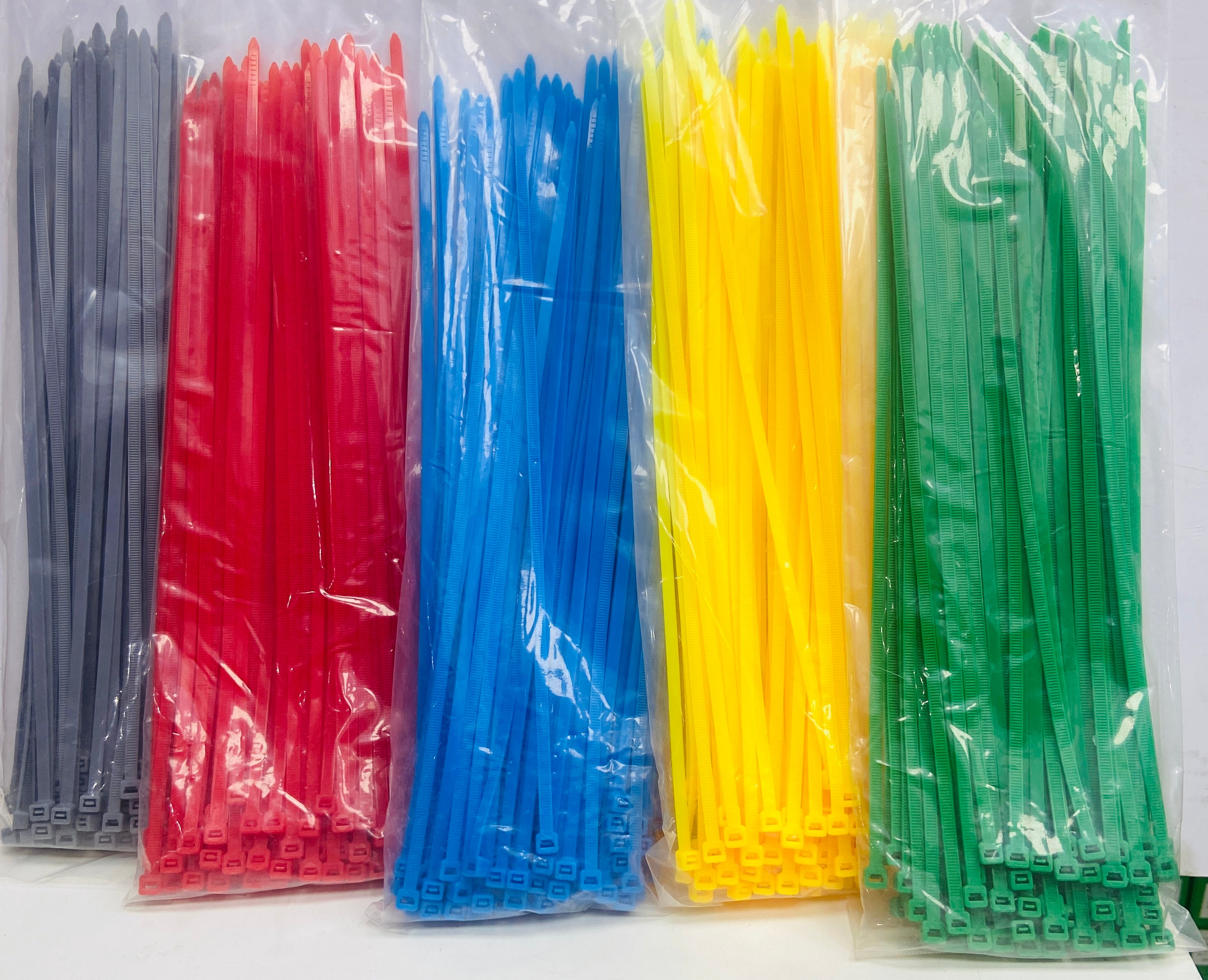 Cable Tie 4.8*300 Heavy Duty Colorful Nylon Zip Ties 500Pcs (5Pack) Red,Blue,Green,Yellow,Grey