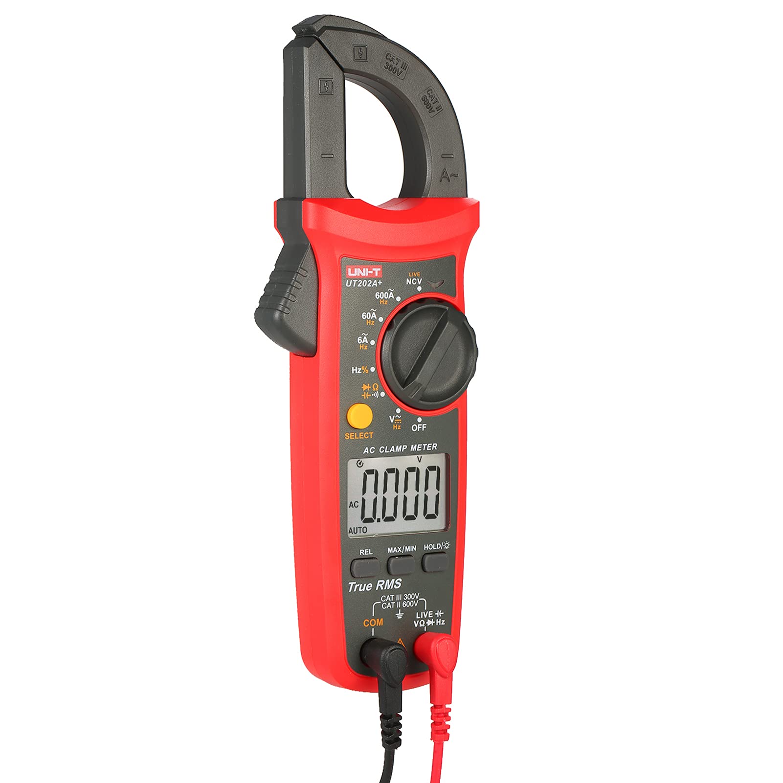 UT202A+ 6000 Counts Digital Clamp Meter True RMS Multimeter Clamp Ammeter Voltage Meter NCV Test Universal Meter Tester AC Current Clamp Tester Measuring Relative Value Capacitance Frequency